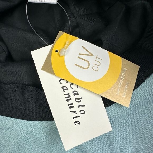 Cablo Camurie Wide Brim Adjustable Cotton Cloche Bucket Hat in Blue - Picture 6 of 10